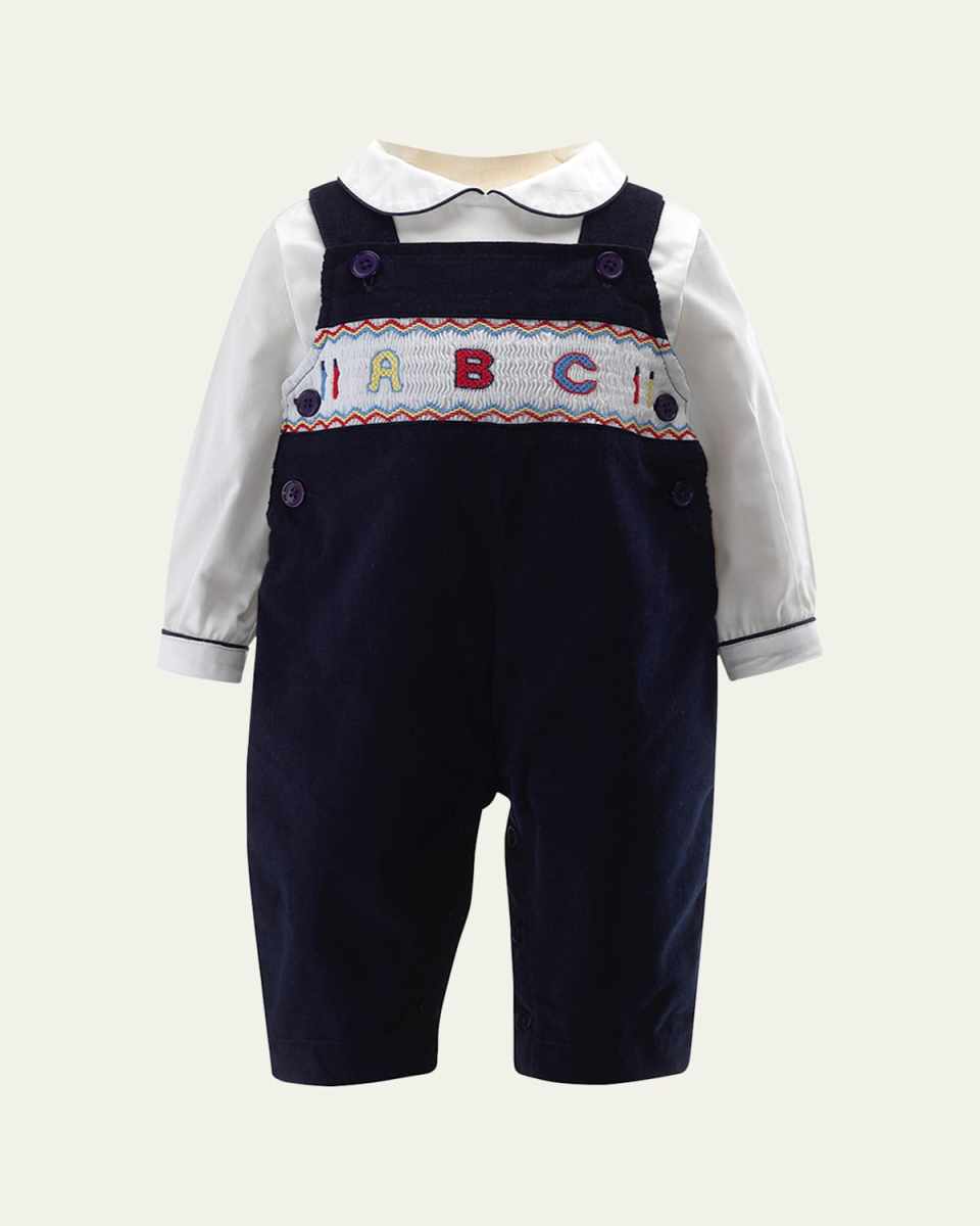 Boy's ABC Smocked Overall W/ Shirt Set, Size 6M-